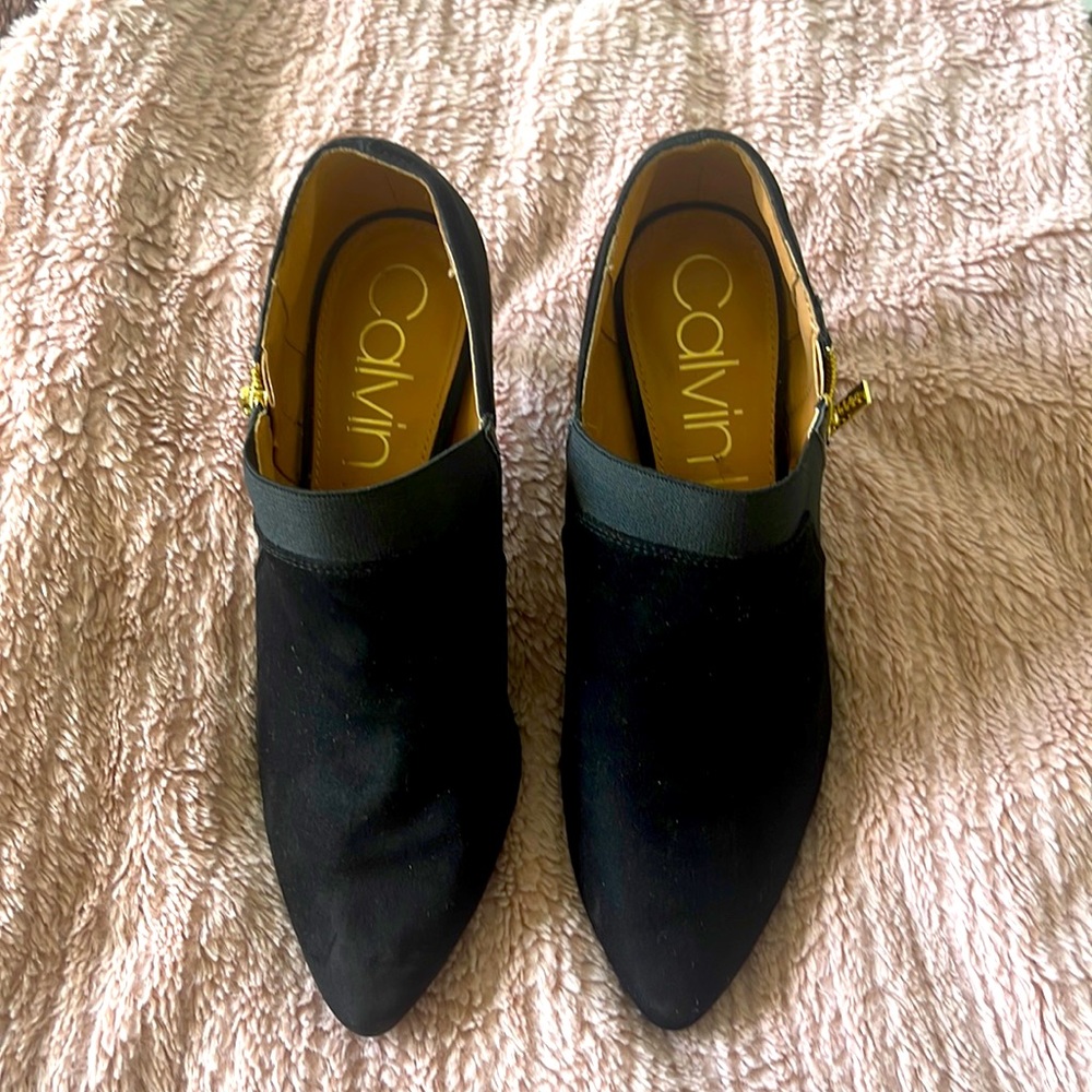 Calvin Klein black suede booties size 9